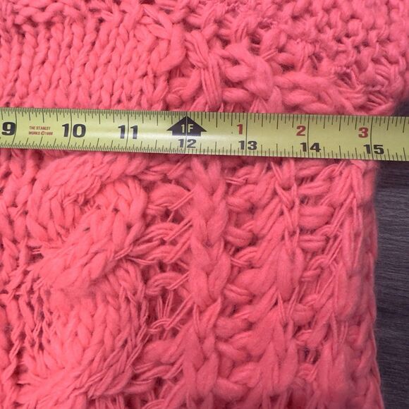 Free People Sweater Cable Knit Size S Wool Blend Boho Chunky Pink Orange - Picture 3 of 6